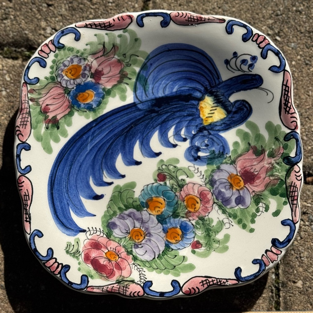 Vintage Greek Folk Art: Hand Painted O.N.K. Skyros Decorative Plate EUC